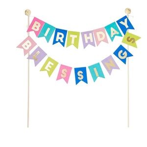 Pink and Blue Birthday Blessings Cake Topper Banner